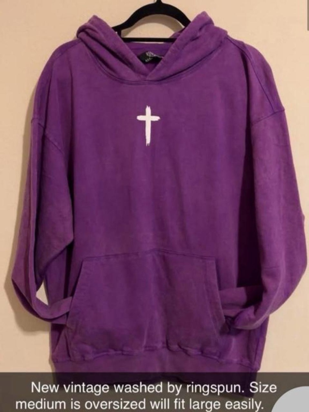 NWOT Medium Ringspun Vintage Washed Oversized Purple ‘Jesus Loves You’ Hoodie